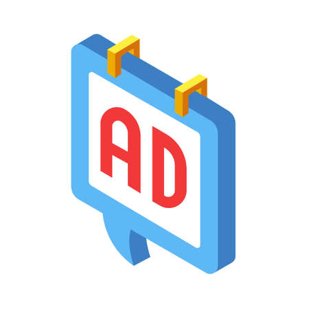 Letter AD on billboard icon vector illustration in isometric designのイラスト素材
