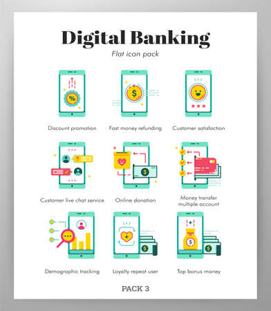 Digital banking vector illustration in flat color designのイラスト素材