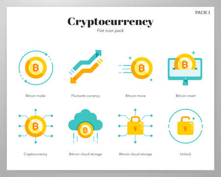 Cryptocurrency vector illustration in flat color designのイラスト素材