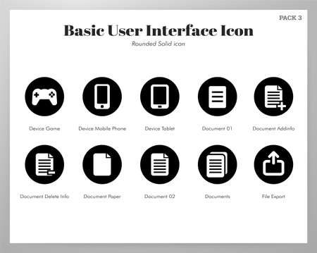 Basic user interface vector illustration in rounded solid design