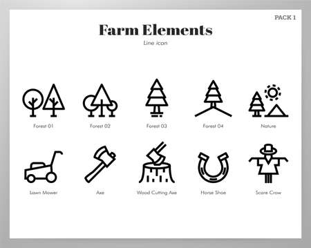 Farm vector illustration in line stroke designのイラスト素材