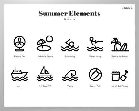 Summer holiday vector illustration in line stroke designのイラスト素材