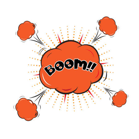Comic book explosion. Explosion boom, black cloud, smoke and explode