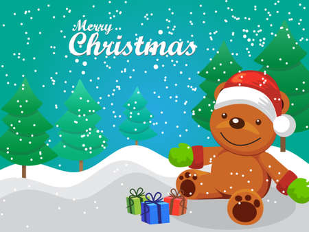 Merry Christmas! Happy Christmas bear.のイラスト素材