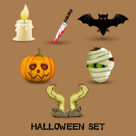 ector illustration of collection of Halloween icon setのイラスト素材