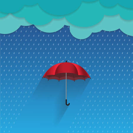 vector illustration concept protect the child from the rain by umbrellaのイラスト素材