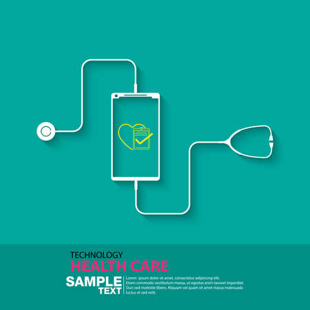 Health technology design with smartphone, vector illustration.のイラスト素材