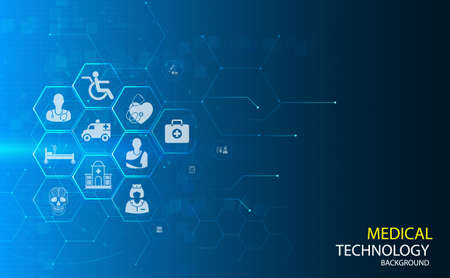 Medical health care science innovation concept pattern icon on blue background.Vector illustration.のイラスト素材