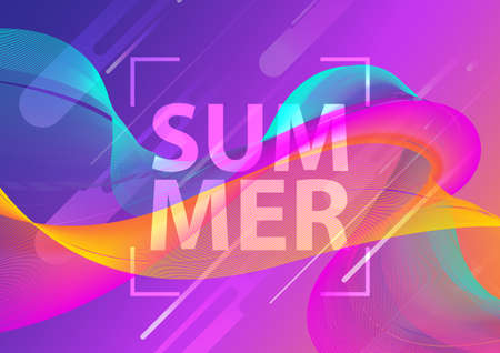 Futuristic music fest summer wave poster. Club party flyer. Abstract gradients waves technology background. Eps10 vector illustration.のイラスト素材