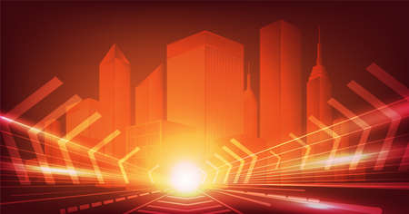 Vector background. Blurred Defocused orange Lights in the cityのイラスト素材
