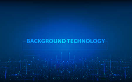 Background technology.Vector Abstract futuristic circuit board, Illustration high computer technology dark blue color background. Hi-tech digital conceptのイラスト素材