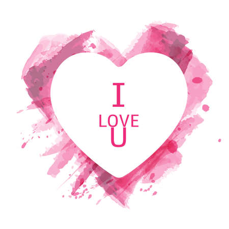 Vector abstract texture pink watercolor heart background. Lovely card,Valentine's day,Holiday card,Wedding card.のイラスト素材