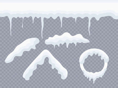 Merry Christmas and Happy New Year concept snow set collection winter decoration element elements on winter background. Cartoon template vector Illustration.のイラスト素材