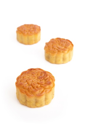 moon cake on white backgroundの写真素材