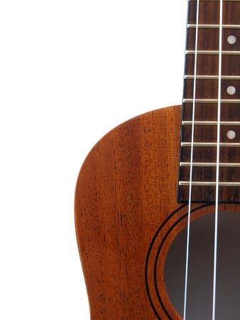 close-up ukulele isolated over white background の写真素材