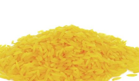 yellow rice on a white backgroundの写真素材