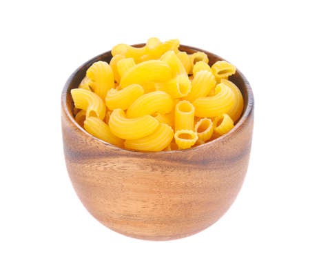 macaroni in bowl on white backgroundの写真素材