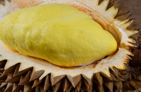 Durian on woodの写真素材