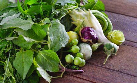 Garden vegetables on wood