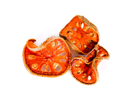 Bael dry on white backgroundの写真素材