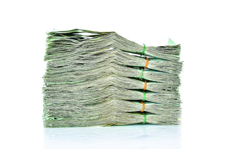 Banknotes on white backgroundの写真素材