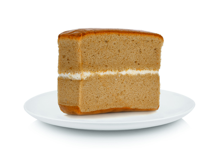 Chiffon Coffee in white plate on white backgroundの写真素材