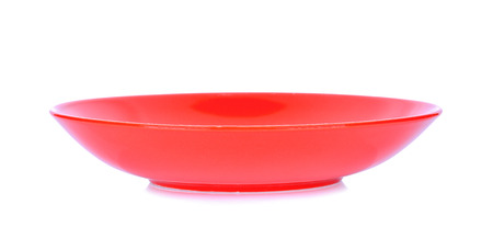 Red plate on white backgroundの写真素材