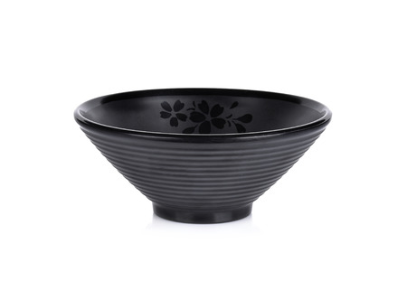 Black bowl on white backgroundの写真素材
