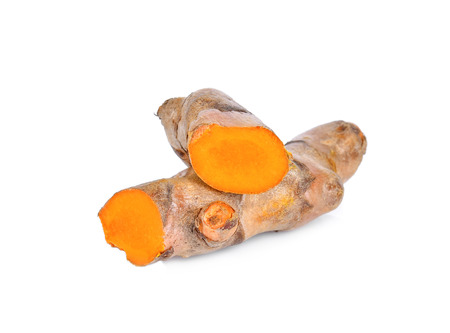 turmeric isolated on white backgroundの写真素材