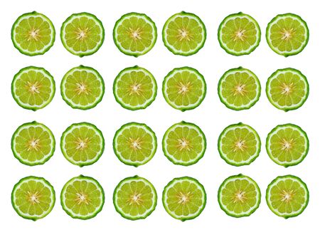 Bergamot slice on white backgroundの写真素材