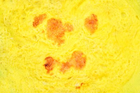 Fried eggs without oil on plateの写真素材