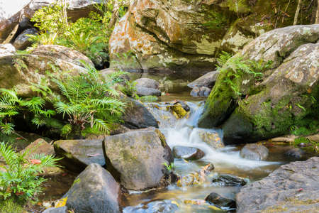 Beautiful landscape rapids on a mountains river and small waterfall.