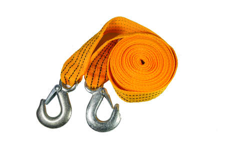 Tow rope for car isolated on white background.