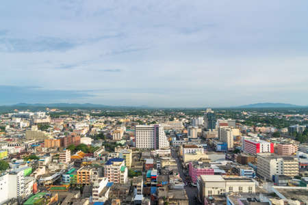 Aerial view over Hadyai city, Thailand in most cloudy day.の写真素材