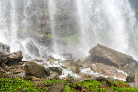 Tad TaKet waterfall, A big waterfall in deep forest at Bolaven plateau, Ban Nung Lung, Pakse, Laos.の写真素材