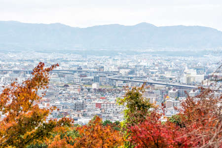 Aerial cityscape of Kyoto city in autumn.の写真素材