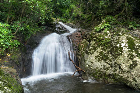 Krok-E-Dok waterfall and rain forest on mountain in Khao Yai National park, Thailand.の写真素材