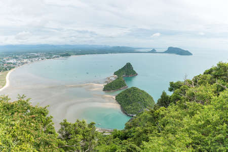 Scenery of beach and sea from Khao Lom Muak viewpoint, Prachuap khiri khan, Thailand.の写真素材