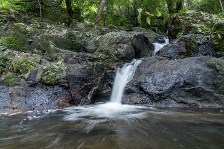 Ched Kod waterfall in rain forest at Khao Yai National park, Thailand.の写真素材
