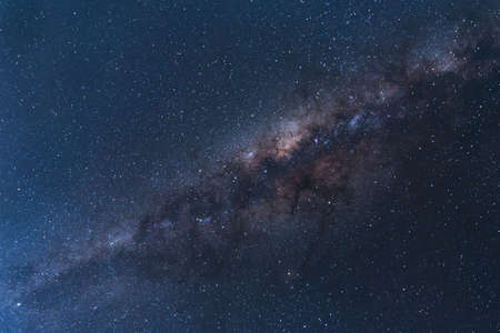 Milky Way landscape Clearly. Milky way above Summit of Rinjani mountain on night sky. Lombok island, Indonesia.の写真素材