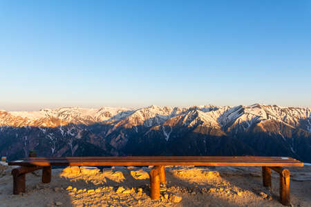 Scenery of Snow mountain range of Norther Japan Alps Chubu-Sangaku Park.の写真素材