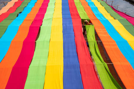Burmese dry thread the Handmade colourful lotus fabrics
at Inle Lake, Shan State in Myanmar.の写真素材
