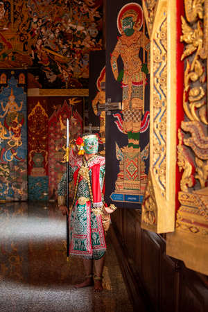 Khon art of culture Thailand Dancing in masked Ramayana Story.
