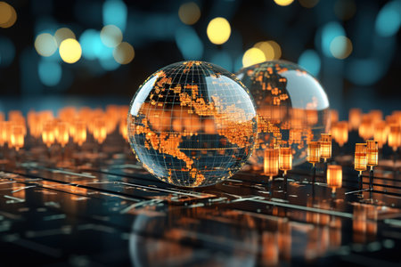 Business and economic growth on global business network, Data analysis of financial and banking, Stock, AI, Technology and data connection,
.Generated with AIの素材