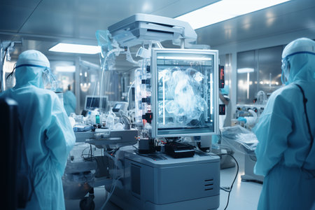 Medical Team Performing Surgical Operation in Modern Operating Room. Generated with AIの素材