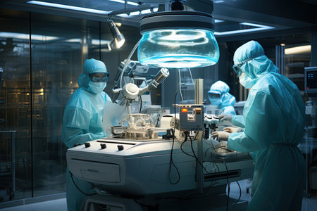 Medical Team Performing Surgical Operation in Modern Operating Room. Generated with AIの素材