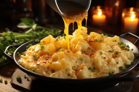 Truffle Macaroni and Cheese: Elevate the classic comfort dish with the addition of black truffle, a harmonious blend of flavors. Generated with AIの素材