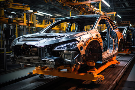 robot arms in the modern automotive industry. Generated with AIの素材