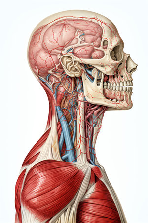 Nervous system retro drawing , offering educational insights for students, medical professionals,white background,Generated with AIの素材
