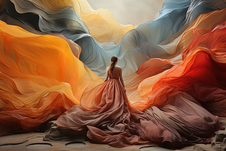 Imaginary Landscapes depict breathtaking vistas that exist realms of creativity. Whimsical terrains, vibrant colors, surreal elements,Generated with AIの素材